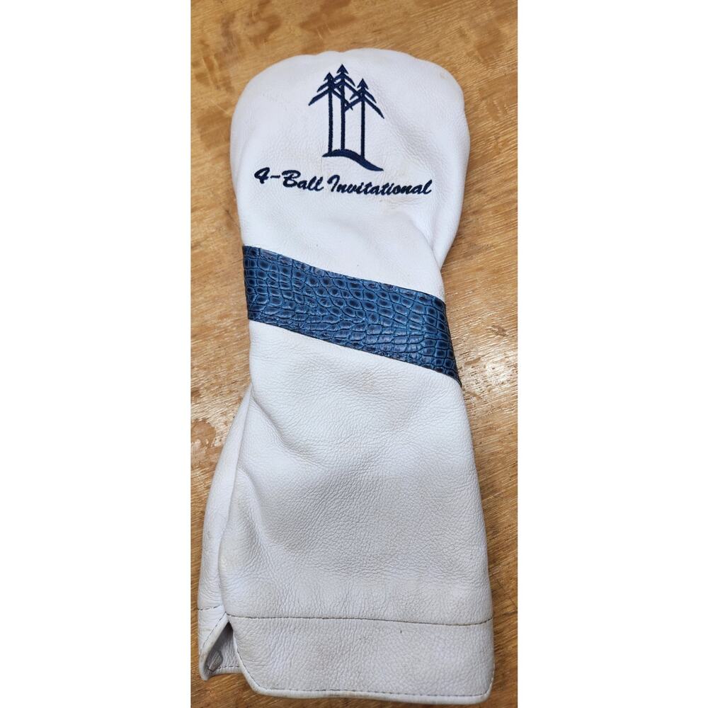 Winston Collection 4 Ball Invitational Driver Leather Head Cover - White